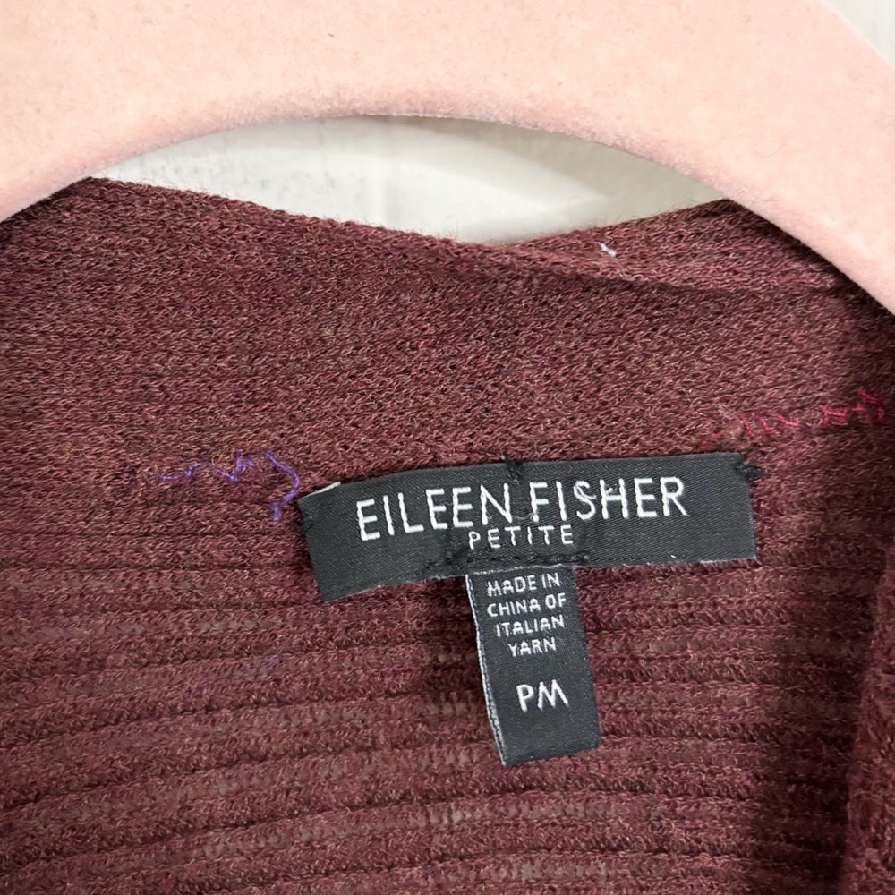 Eileen Fisher petite wool cardigan sweater brown open asymetrical MP - Picture 2 of 7